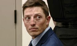 A close-up of Christopher Schurr in court. 